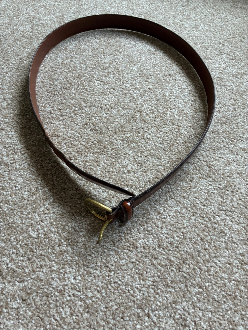 Brown COACH Leather Belt with Brass Buckle